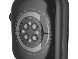 apple watch series 6 44mm space gray aluminum case with black sport band 3D Model