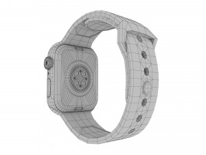 apple watch series 6 44mm space gray aluminum case with black sport band 3D 모델