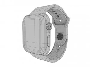 apple watch series 6 44mm space gray aluminum case with black sport band 3D Model