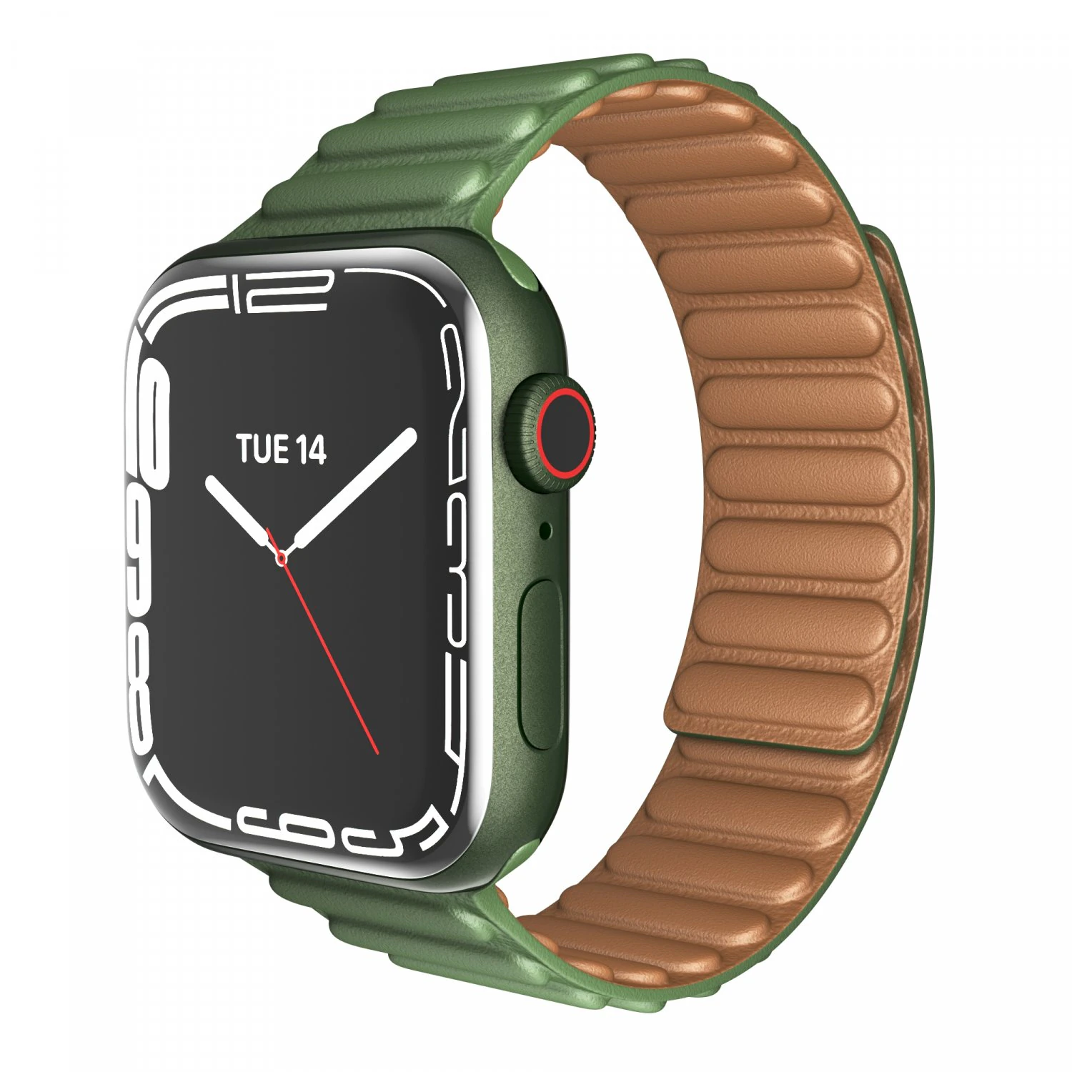 apple watch series 7 45mm green aluminum case with green leather link 3D Model .c4d .max .obj .3ds .fbx .stl .blend