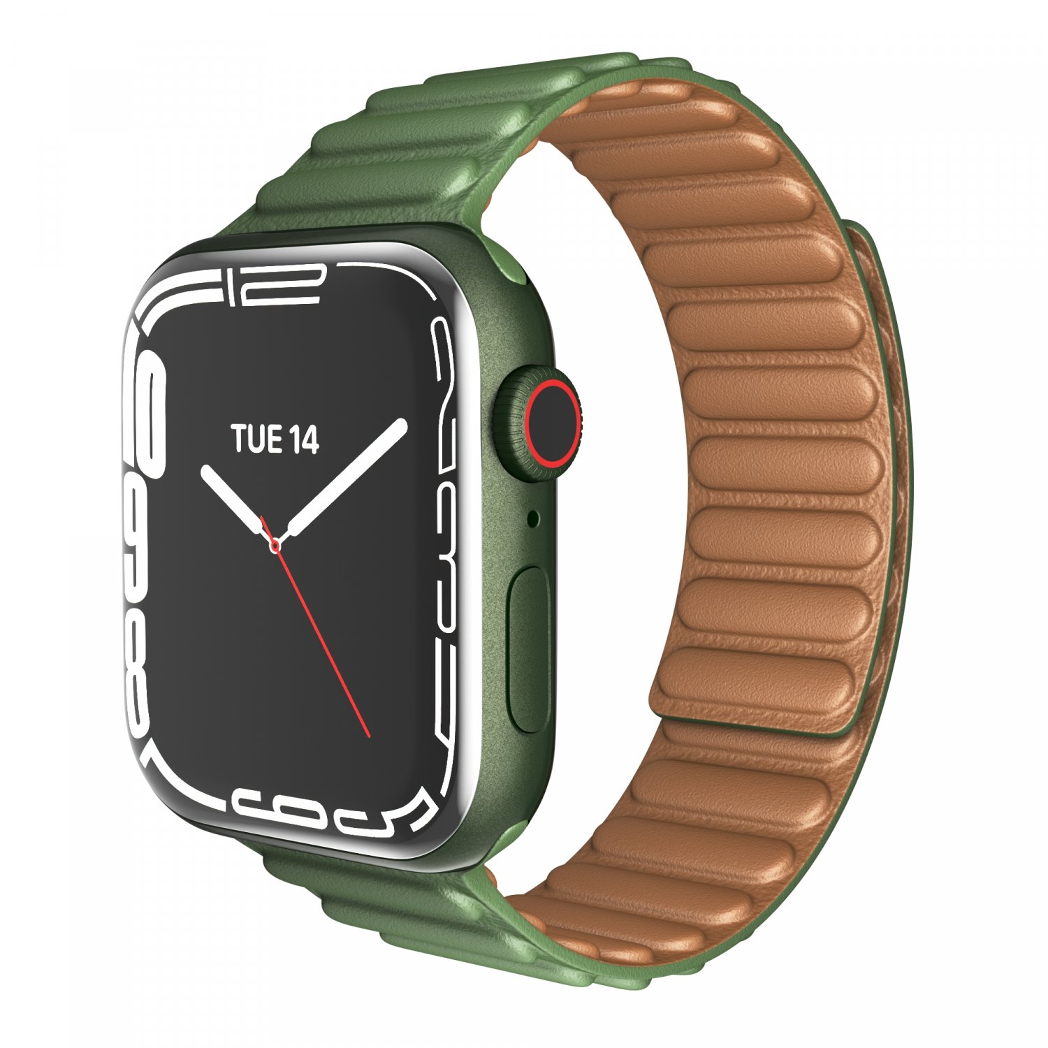 apple watch series 7 45mm green aluminum case with green leather link 3D 模型