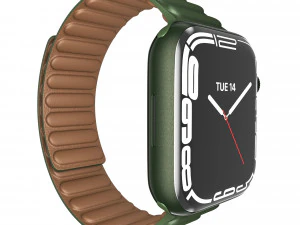 apple watch series 7 45mm green aluminum case with green leather link 3D Model