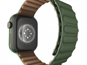 apple watch series 7 45mm green aluminum case with green leather link Modèle 3D