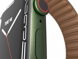 apple watch series 7 45mm green aluminum case with green leather link Modèle 3D
