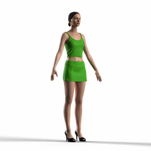 Green top and skirt 3D Modell .c4d .max .obj .3ds .fbx .stl .blend 