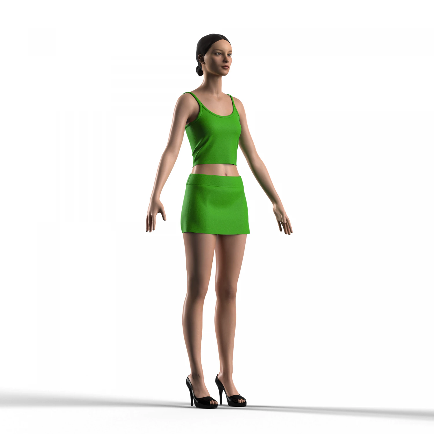 Green top and skirt 3D Model .c4d .max .obj .3ds .fbx .stl .blend 