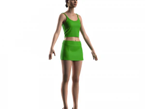 Top e saia verdes Modelo 3D