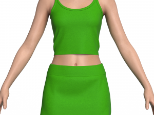 Green top and skirt 3D Modell