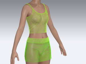 Green top and skirt 3D Modell