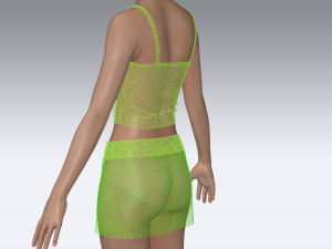 Green top and skirt 3D Modell