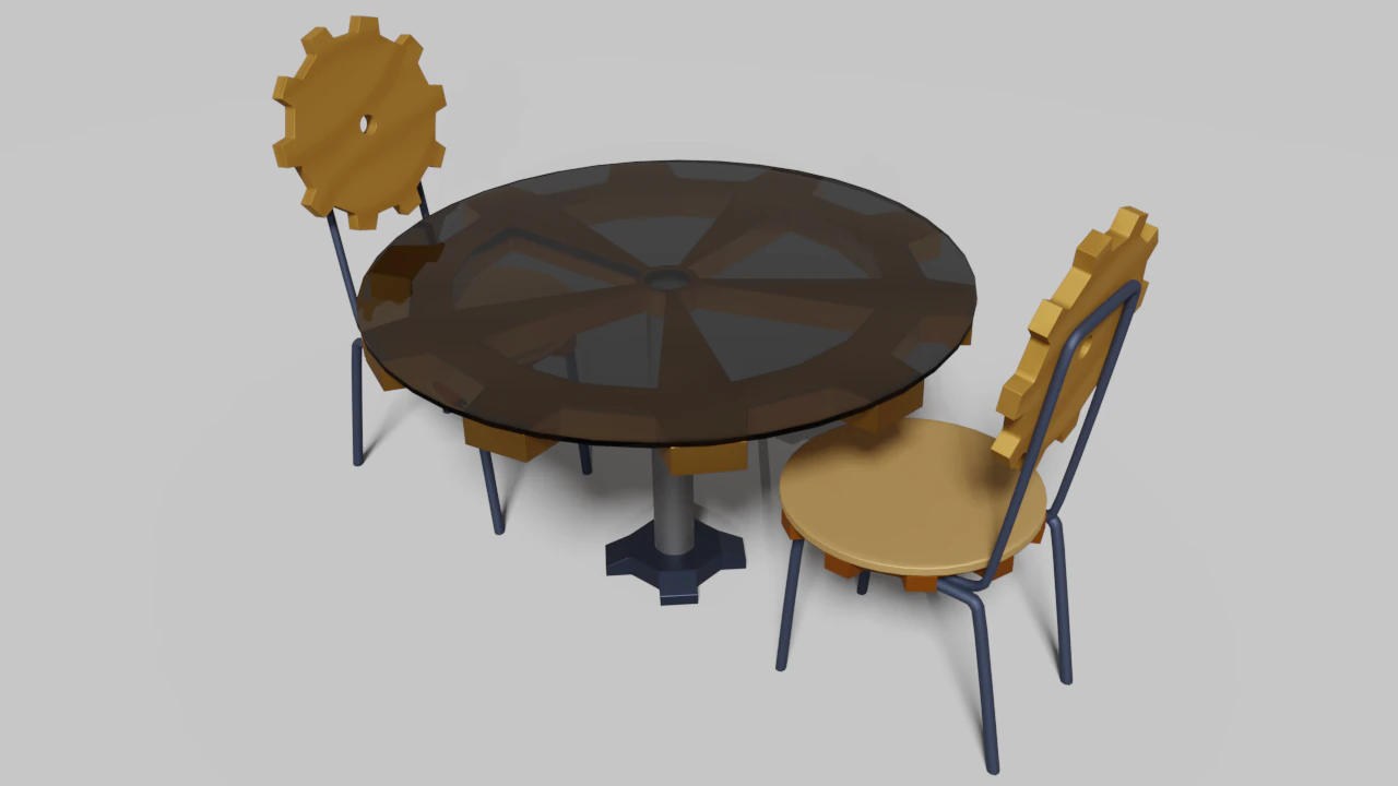 gear table and chair 3D Model .c4d .max .obj .3ds .fbx .stl .blend 