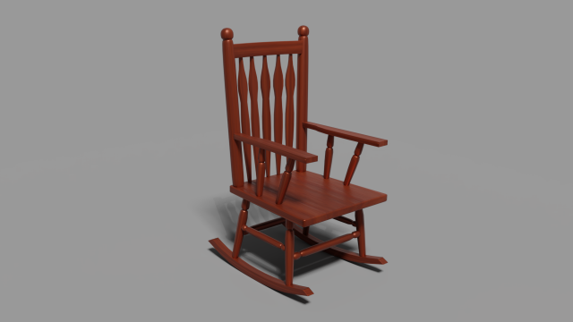 wooden rocking chair Modelo 3D .c4d .max .obj .3ds .fbx .stl .blend 