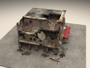 破壊された建物 3Dモデル