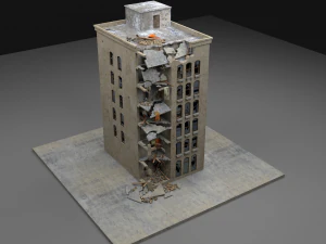 破壊された建物2 3Dモデル