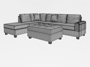 russ sectional with ottoman 3D Model
