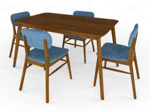 henry 5 piece wood dining set Modelo 3D