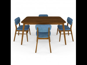 henry 5 piece wood dining set Modelo 3D
