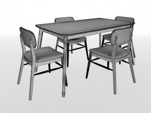 henry 5 piece wood dining set Modelo 3D