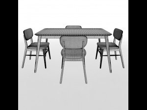 henry 5 piece wood dining set Modelo 3D
