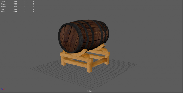 vintage barrel with stand Model 3D .c4d .max .obj .3ds .fbx .stl .blend 