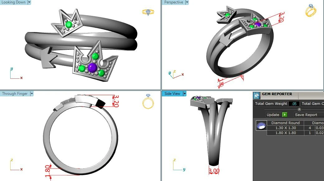 Ring Crown SZ 650 3D Print Model .c4d .max .obj .3ds .fbx .stl .blend