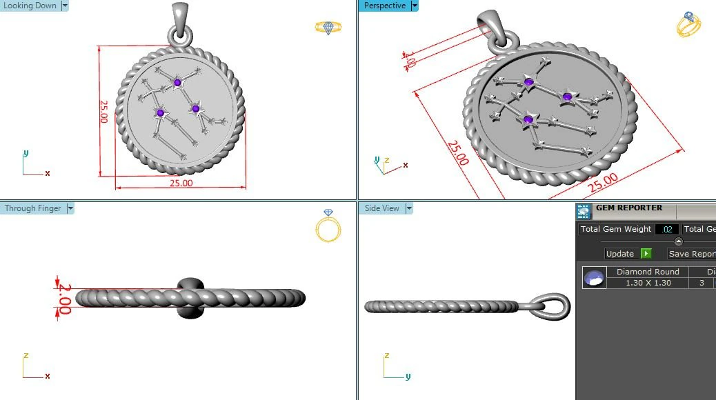 Pendant Geminis 3D Print Model .c4d .max .obj .3ds .fbx .stl .blend 