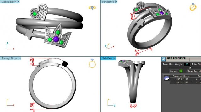 Ring Crown Mix SZ 650 3D 프린트 모델 .c4d .max .obj .3ds .fbx .stl .blend 