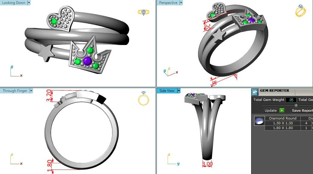 Ring Crown Mix SZ 650 3D Print Model .c4d .max .obj .3ds .fbx .stl .blend 