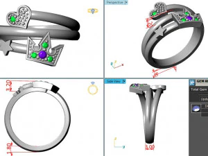Anello Corona Mix SZ 650 Modello di stampa 3D