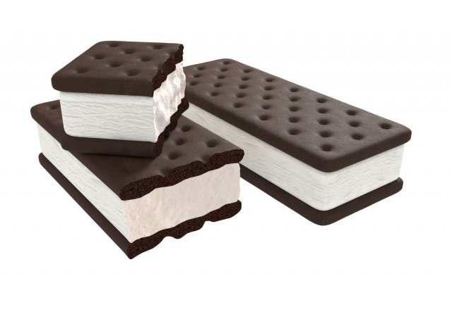 ice cream sandwich 3D Model .c4d .max .obj .3ds .fbx .stl .blend 