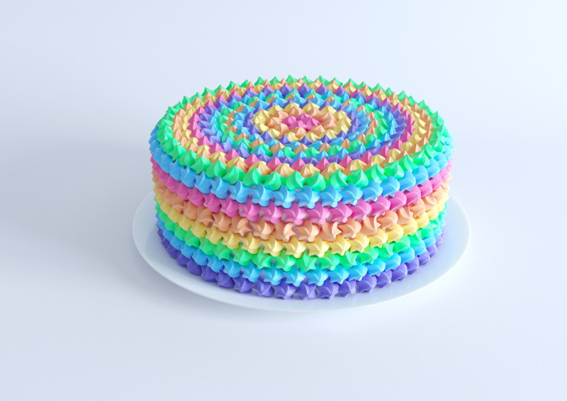 Rainbow Cake 3D Model .c4d .max .obj .3ds .fbx .stl .blend