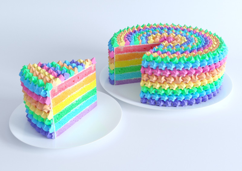 彩虹蛋糕切片 3D 模型 .c4d .max .obj .3ds .fbx .stl .blend