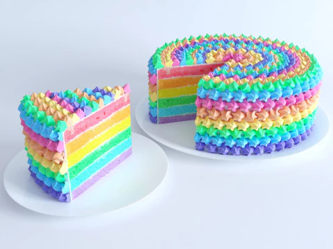 Torta Arcobaleno Affettata Modello 3D