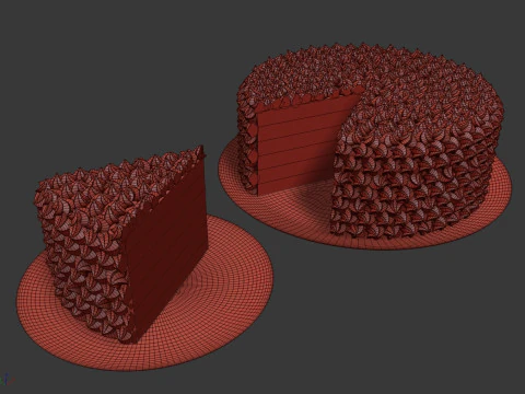 레인보우 케이크 슬라이스 3D 모델