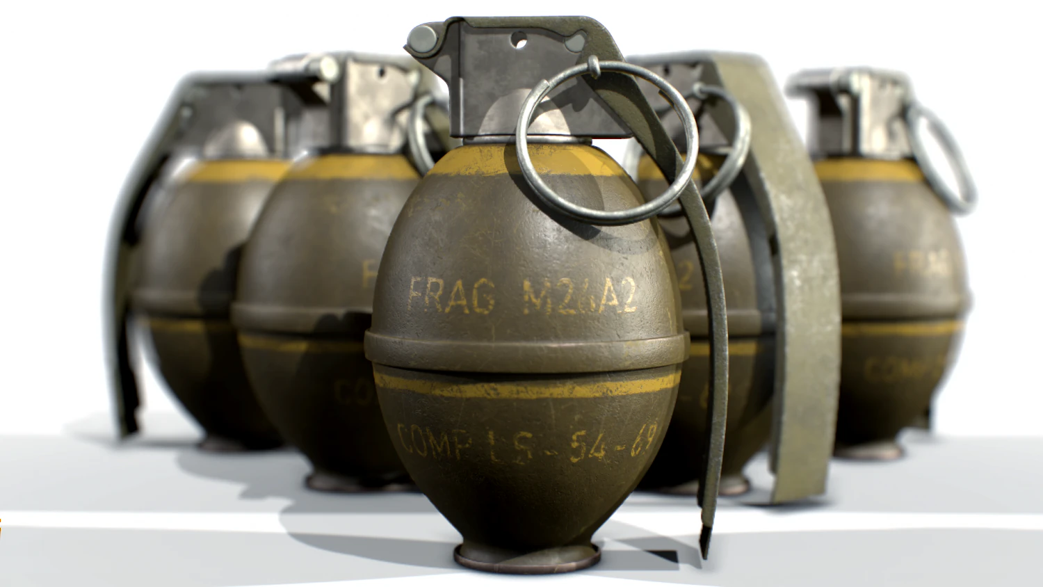 american frag hand grenade m26 3D Model .c4d .max .obj .3ds .fbx .stl .blend 