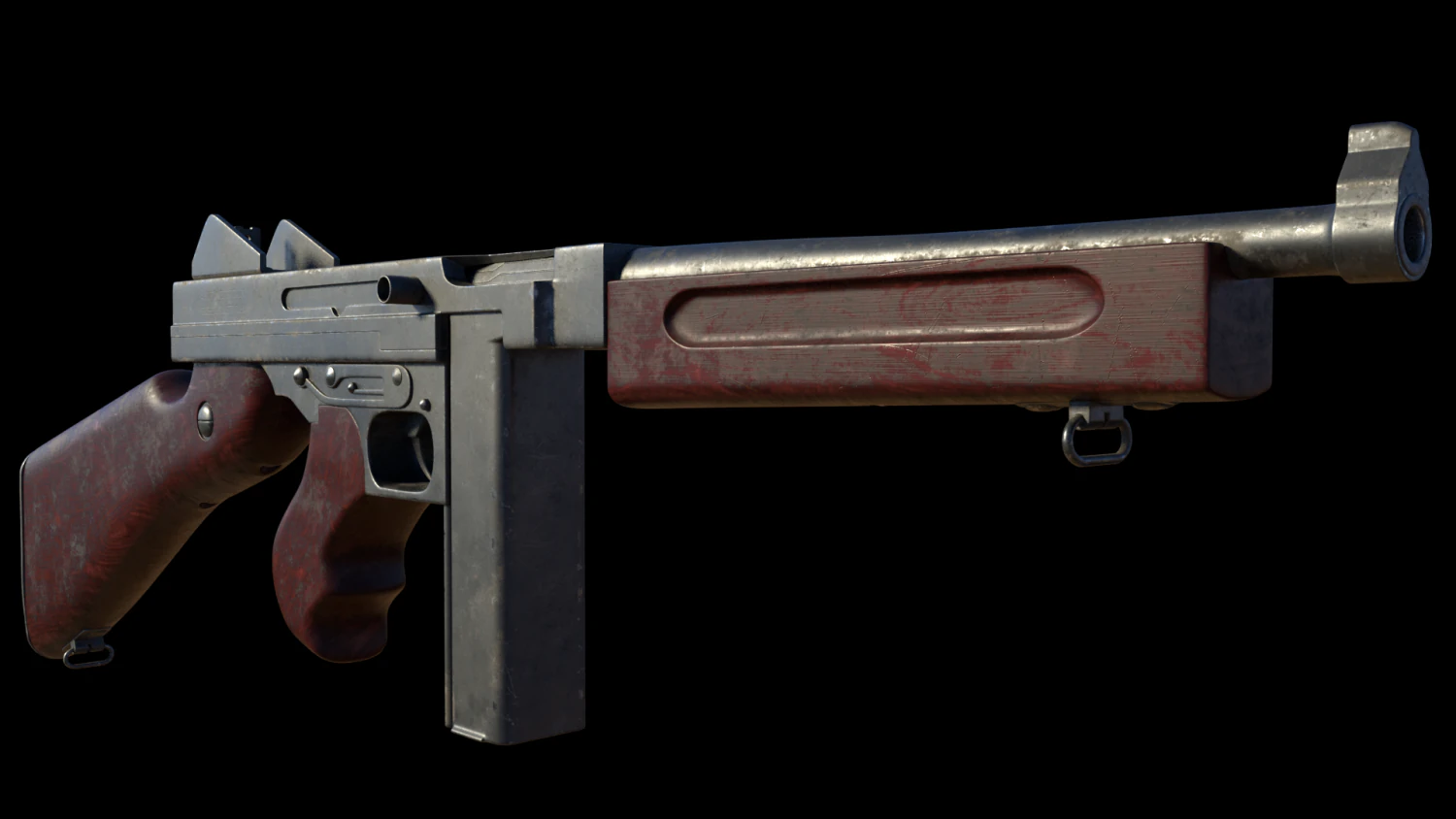 submachine thompson m1928a1 3D Model .c4d .max .obj .3ds .fbx .stl .blend 