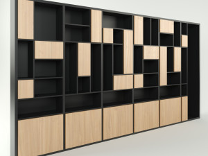 modern wide 6-section cabinet bookcase Modelo 3D
