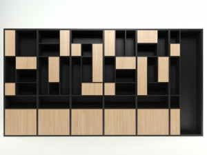 modern wide 6-section cabinet bookcase 3D मॉडल
