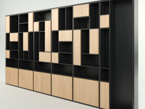modern wide 6-section cabinet bookcase 3D मॉडल