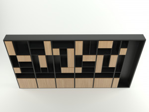modern wide 6-section cabinet bookcase 3D मॉडल