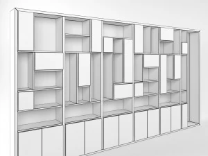 modern wide 6-section cabinet bookcase 3D Model