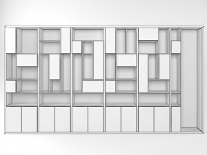 modern wide 6-section cabinet bookcase 3D मॉडल