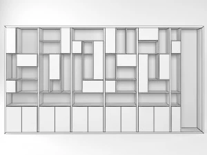modern wide 6-section cabinet bookcase 3D Model