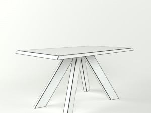 simple wood dinner table 3D Model