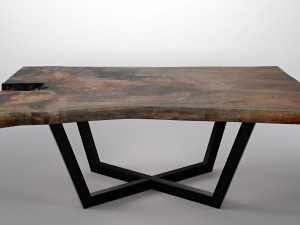 wood slab table Model 3D