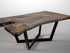 wood slab table Modèle 3D