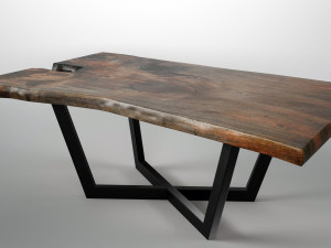 wood slab table Modèle 3D