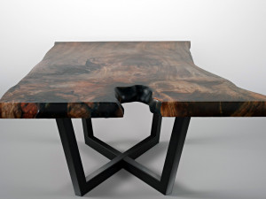 wood slab table Modèle 3D