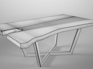 wood slab table Modèle 3D