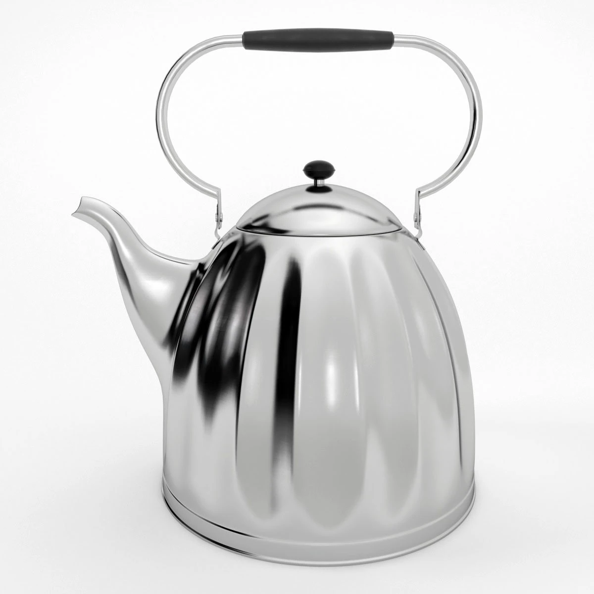 large classic nickel plated kettle 3D Model .c4d .max .obj .3ds .fbx .stl .blend